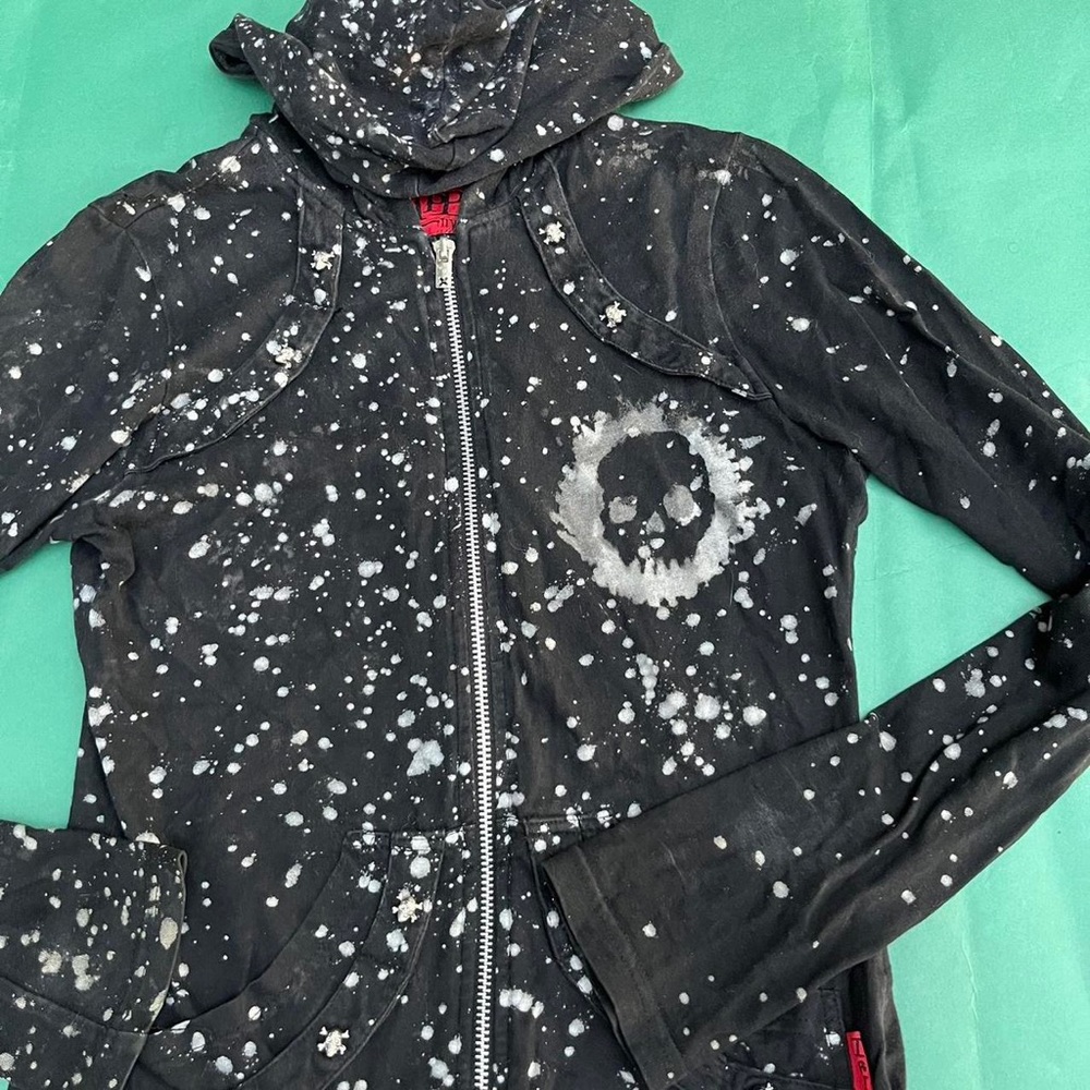 rare tripp nyc bleach splatter zip up hoodie
